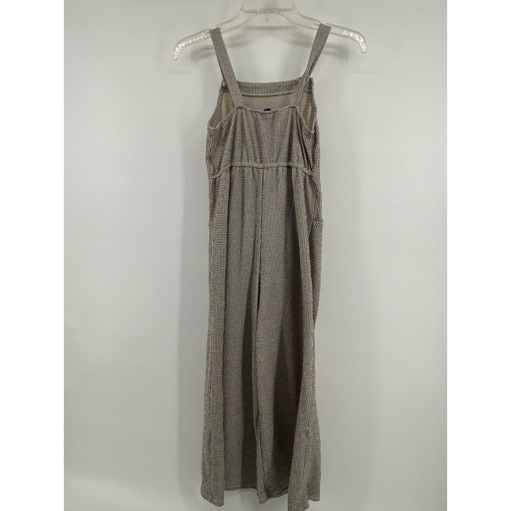 Art Class Girls Striped Wide Leg Jumpsuit Cream Black Size M 7/8 - Picture 2 of 9